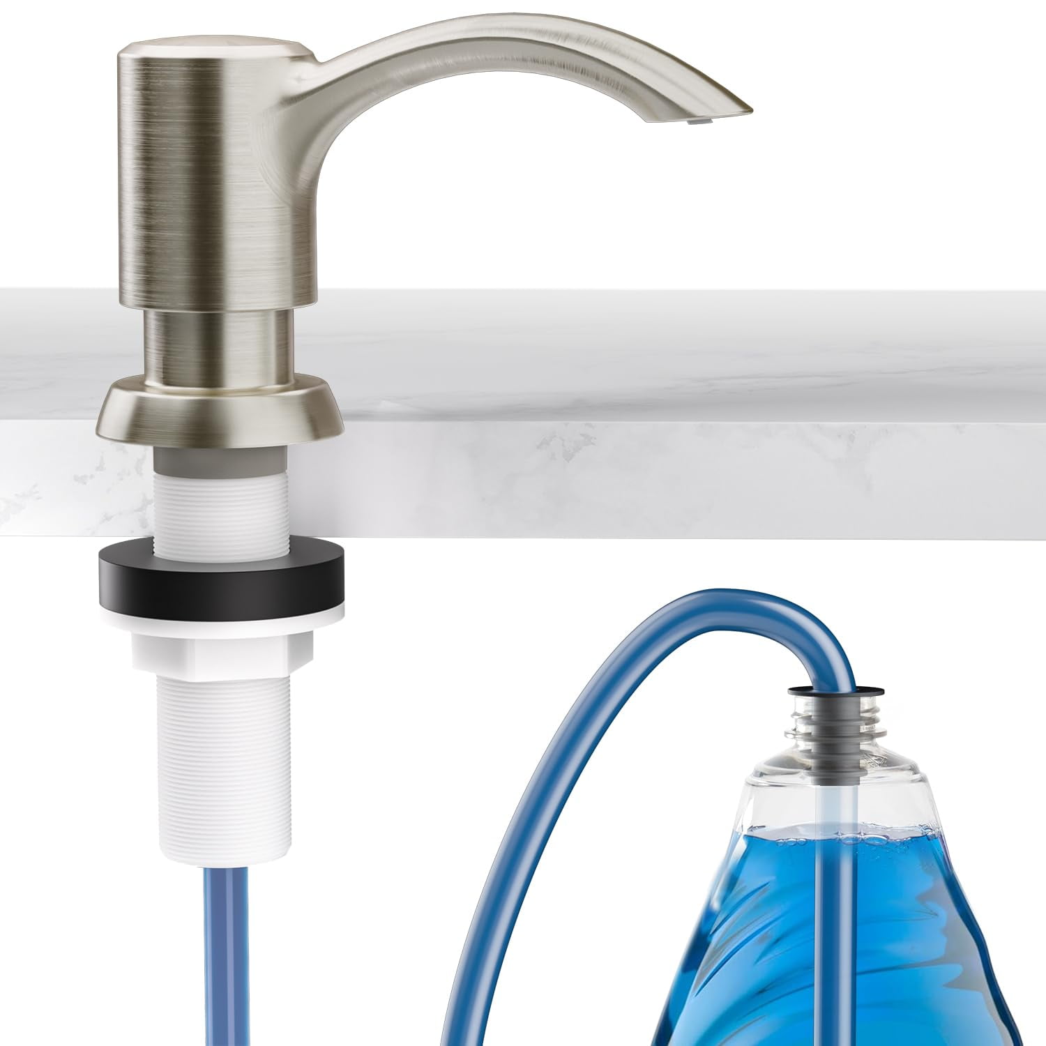 Dispensador De Jabón Empotrado Para Fregadero De Cocina Samodra, Níquel Cepillado