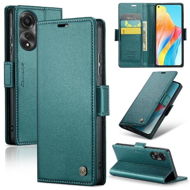 CaseMe tipo cartera OPPO A78 4G con cierre magnético, RFID, tarjetero, soporte, carga inalámbrica