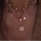 thumbnail image 1 of Collar multicapa DoubleNine con colgante de media luna dorada, estrella y sol, medalla dorada con lentejuelas, collar de cristal para mujer, collar delicado en capas, 1 of 3