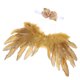 thumbnail image 1 of Diadema De Flores Para Bebé Ni?a + Traje De Accesorio Para Fotos Con Alas De Plumas De ángel Dorado, 1 of 5