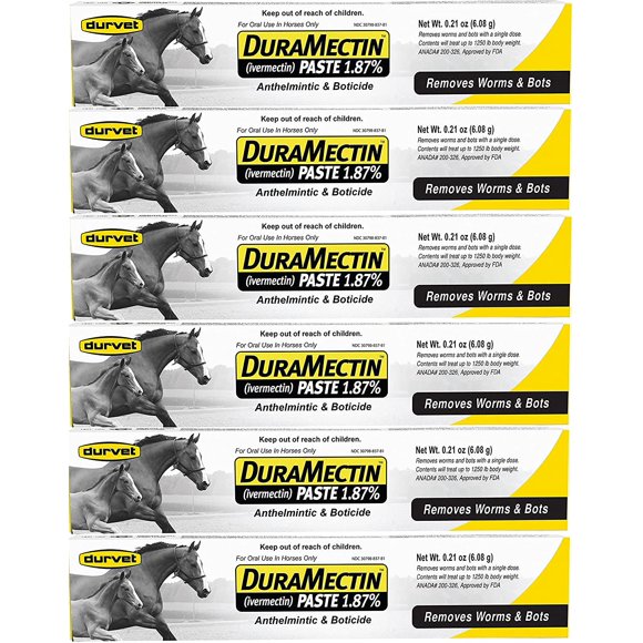 Equine Wormer Paste Durvet Duramectin, 6 tubos