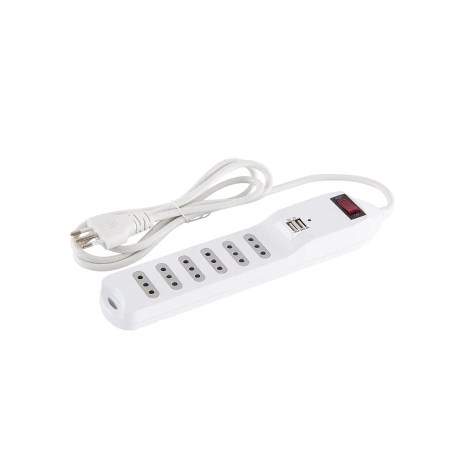 Macrotel - Zapatilla Alargador 1.5mt 6 Entradas 2 Usb Blanco
