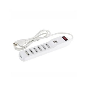 Macrotel - Zapatilla Alargador 1.5Mt 6 Entradas 2 Usb Blanco