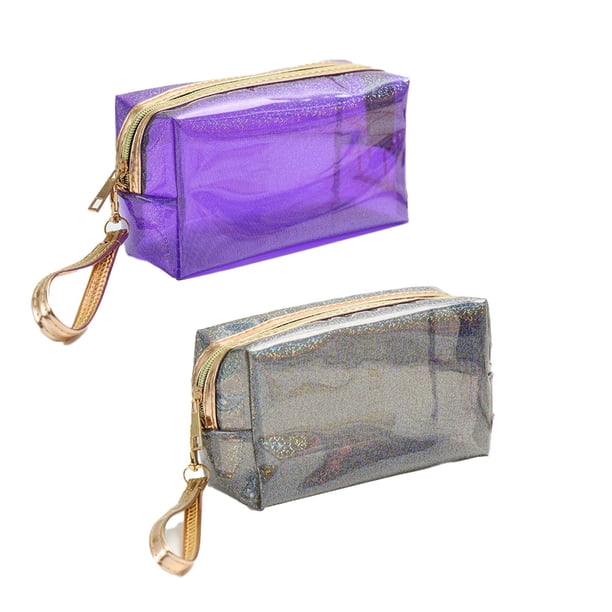 Bolsa de cosméticos transparente de 2 piezas, bolsa de aseo portátil, bolsa de almacenamiento de viaje