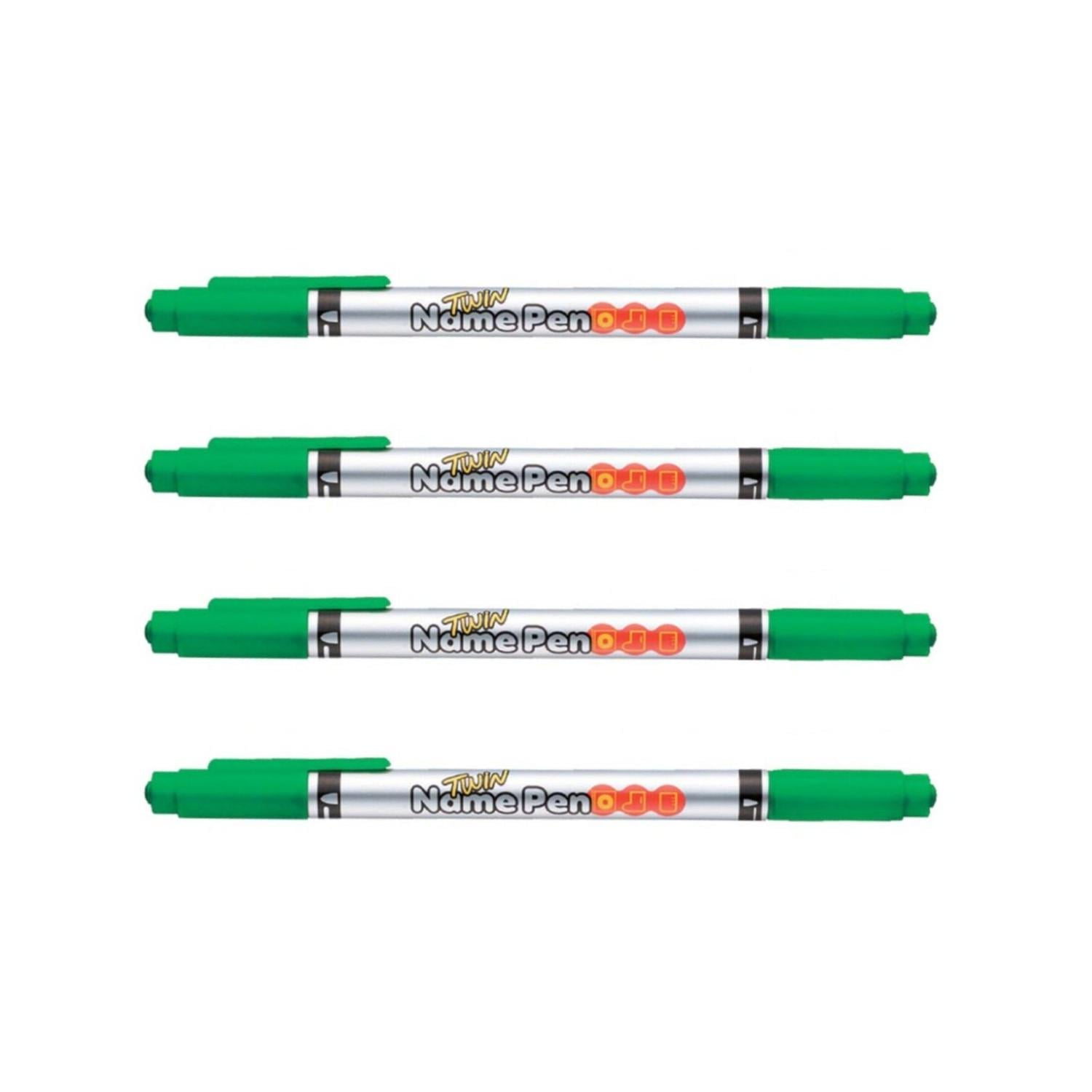 Monami - Marcador Permanente Doble Punta Fina Y Media 4 Unid Verde