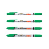 Monami - Marcador Permanente Doble Punta Fina Y Media 4 Unid Verde