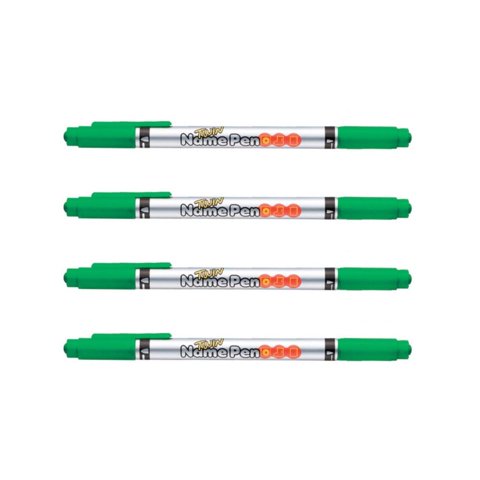 Monami - Marcador Permanente Doble Punta Fina Y Media 4 Unid Verde