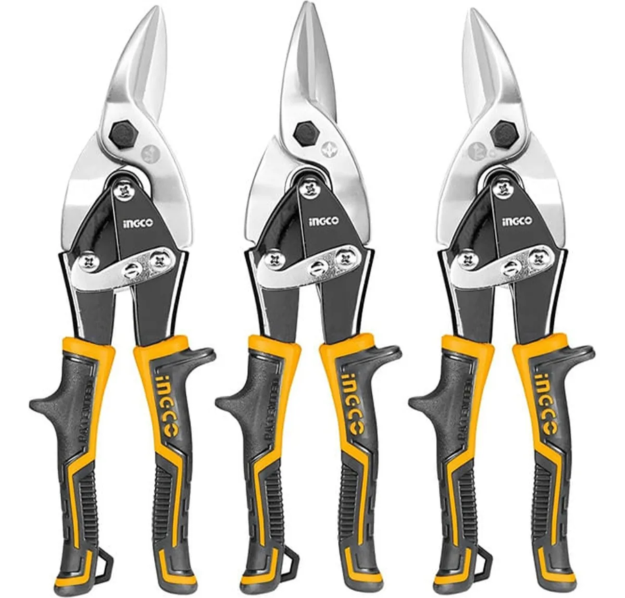 Genérico - Set Tijeras De Aviacion 3Pcs 250Mm / 10 Ingco Htsnk0110 Color Amarillo