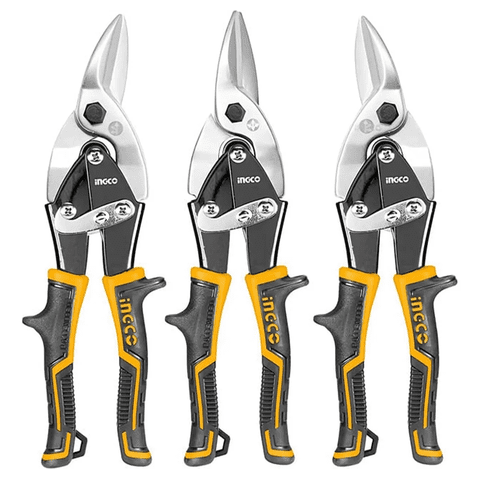 Genérico - Set Tijeras De Aviacion 3Pcs 250Mm / 10 Ingco Htsnk0110 Color Amarillo