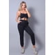 thumbnail image 4 of Saronite Conjunto de Dos Piezas de Top Corto de Punto con Tirantes Finos y Cordones Fruncidos Basics y Pantalones Deportivos, Negro (para Mujer), 4 of 5