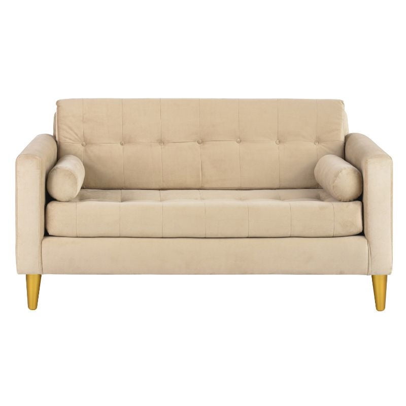 Bodevir - Sofá Retro 3 Cuerpos Felpa Beige