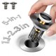 thumbnail image 1 of (2 pzas.) Tapón para lavabo de baño JOMSTHOME, todo metal, negro, 1 of 8