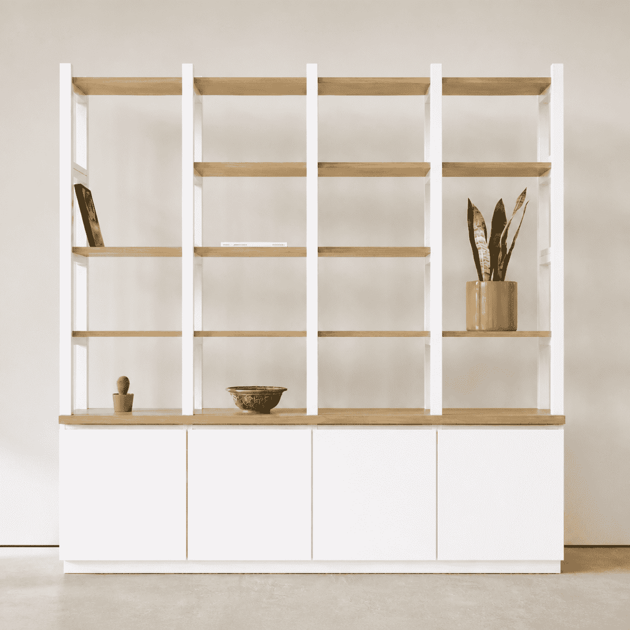 Arca Muebles - Biblioteca "arrayán" Estantería Abierta De Madera Con Postes - Blanco - 180x35x200 Cm