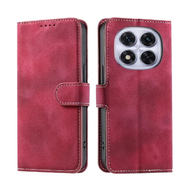 Funda Cartera para Xiaomi Redmi Note 14 Pro Plus Tapa con Ranuras, Soporte y Correa Rojo