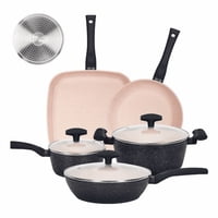 Genérico - Bateria Cocina Antiadherente Ceramica 8 Pcs Granito Rosa