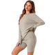 thumbnail image 4 of INSPIRE CHIC Conjuntos de salón de 2 piezas para mujer Conjuntos a juego de punto acanalado Top de manga larga con pantalones cortos de ciclista Chándales 2XL Camel, 4 of 6