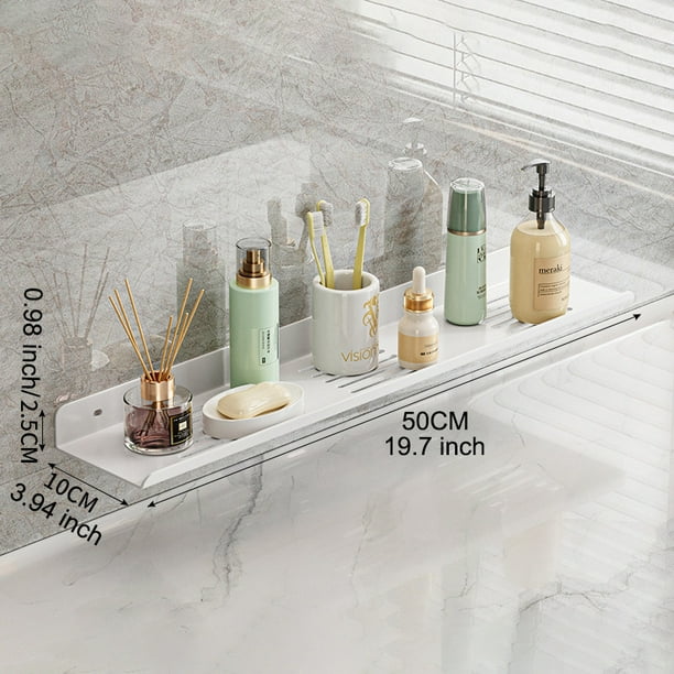 1pc 50cm/19.7inch Stainless Steel Bathroom Shelf Organizer, Sink Drain Shelf Over The Faucet, Bathroom Decor Counter Top Organizer, Bathroom Accessories