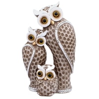 Bothyi - Adornos De Estatua De La Familia Del Búho De Escritorio Nórdico Realistas Para La Mesa De La Sala De Estar Marrón