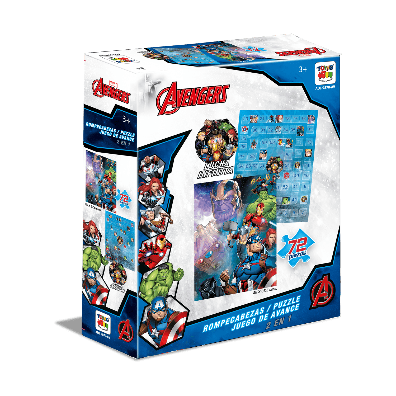 Toyng - 2 En 1 Puzzle 72 + Juego De Avance - Marvel
