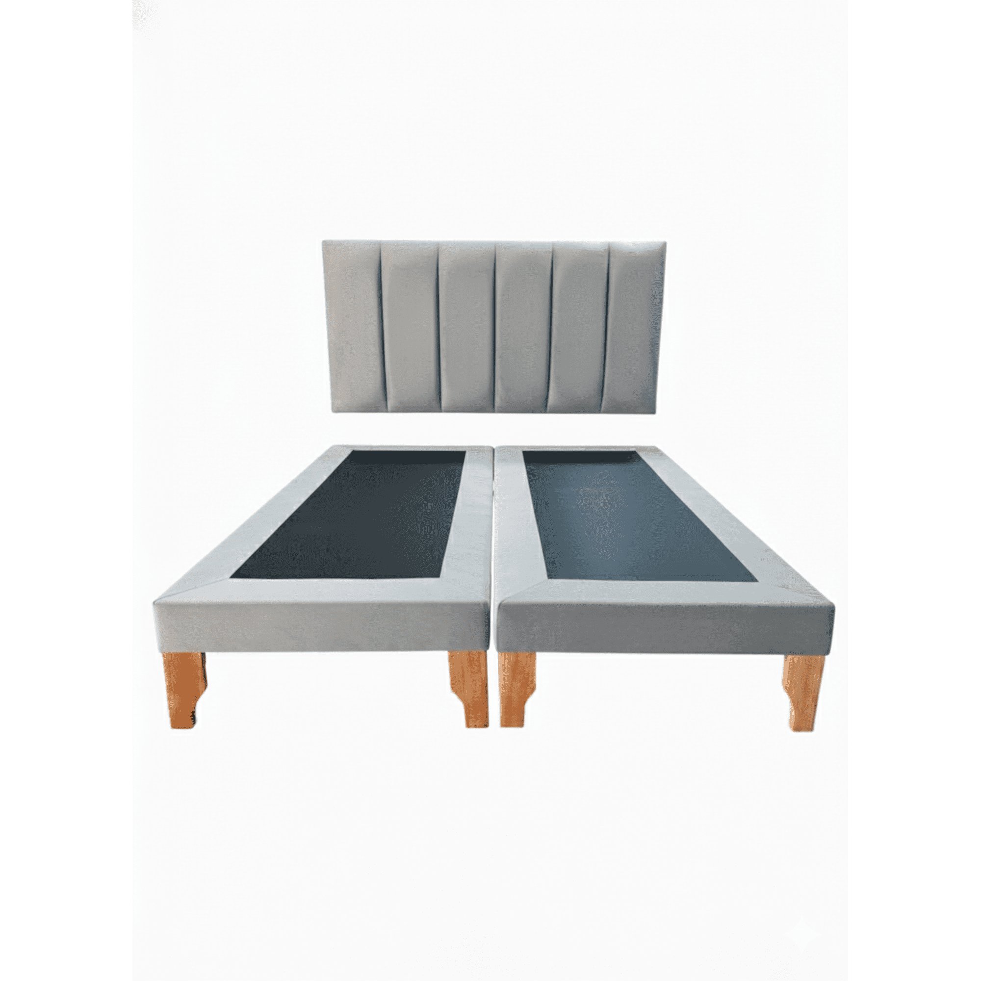 Muebles New - Cama King Lineal Gris Felpa
