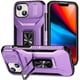 thumbnail image 1 of Funda Armada para iPhone 15 con Tapa Deslizante y Soporte Magnético Giratorio Morado, 1 of 5