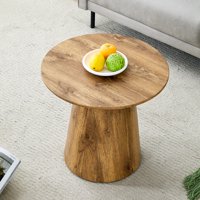M&Ms - Natural Wood Grain Mdf Round Coffee Table - 21.6"" Diameter, 19.7"" Height.Natural Wood Grain Texture Sticker,Exquisite Wood Grain Surface,Flexible Matchingmround Tabletop Design.