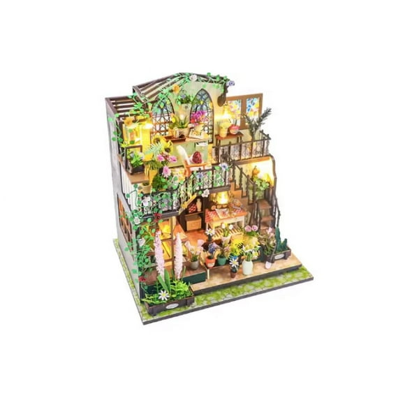 Kit armable DIY “Darcy Flower House” – Florería Miniatura con Luces LED M2322
