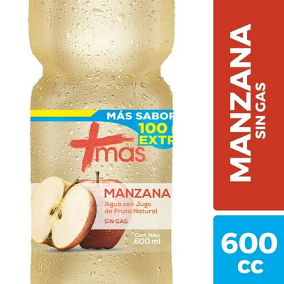 Agua Saborizada Manzana Sin Gas Botella 600 Ml Mas