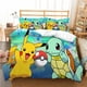 thumbnail image 1 of Pokemon Bedding Set For Kids 3D Printed Anime Figure Pikachu Family Decoration Home Warm Textile Cover Bedclothes Set Bed Sheets, 1 of 5