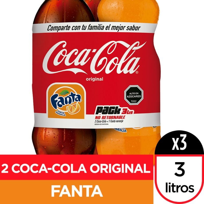 Bebida Naranja Y Cola Original Pack 3 Botella 3 L Coca-Cola