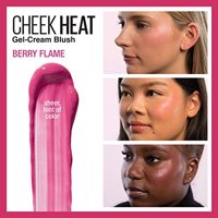 Maybelline New York - Maybelline Cheek Heat Gel-Cream Blush Makeup, Lightweight, Breathable Feel, Sheer Flush Of Color, Natural-Looking, Dewy Finish, Oil-Free, Berry Flame, 0.27 Fl Oz