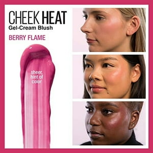 Maybelline New York - Maybelline Cheek Heat Gel-Cream Blush Makeup, Lightweight, Breathable Feel, Sheer Flush Of Color, Natural-Looking, Dewy Finish, Oil-Free, Berry Flame, 0.27 Fl Oz