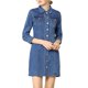thumbnail image 2 of INSPIRE CHIC Vestido de Mezclilla para Mujer con Mangas 3/4, Botones y Mini Vestido Camisero de Jean Talla S Azul Claro, 2 of 8
