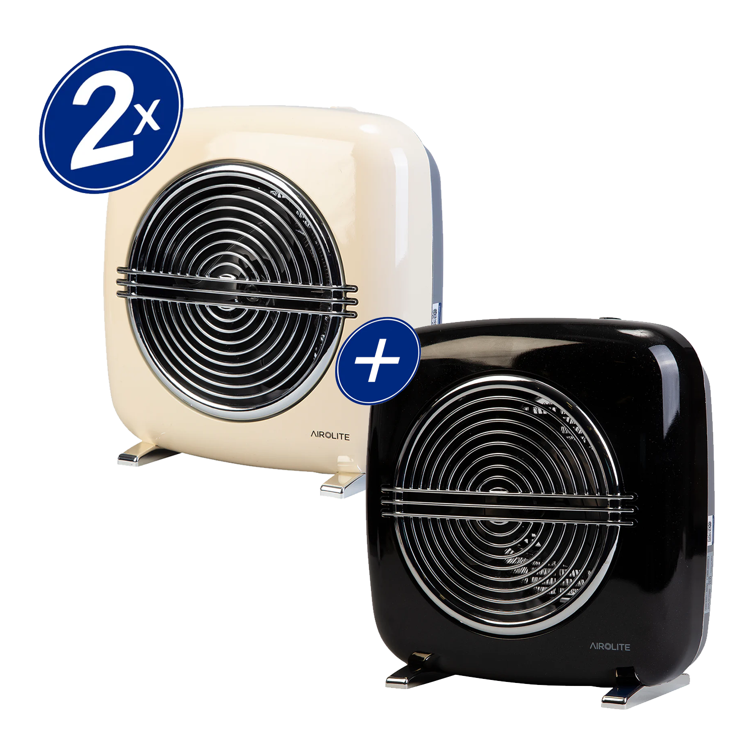 Airolite - Pack Termoventilador Vintage Retro Negro+Blanco