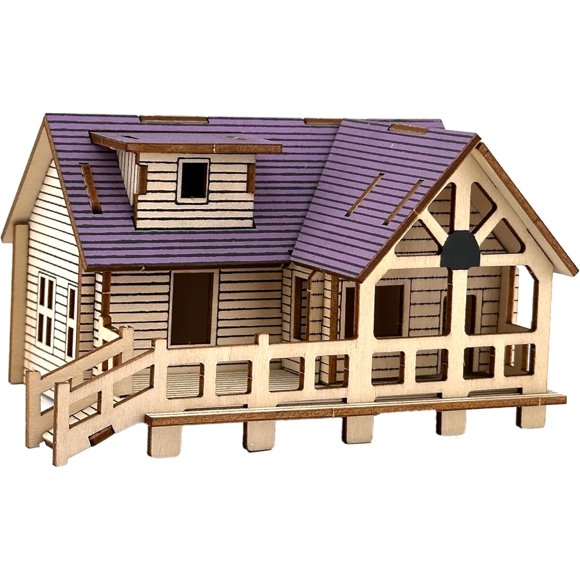 Puzzle 3D MPIUET Log Cabin de Madera con Corte Láser, Tamaño 112