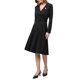 thumbnail image 4 of INSPIRE CHIC Vestido de Trabajo de Línea A para Mujer con Cuello en V de Manga Larga Elegante Ajustado y Acampanado con Cinturón 2XL Negro, 4 of 5