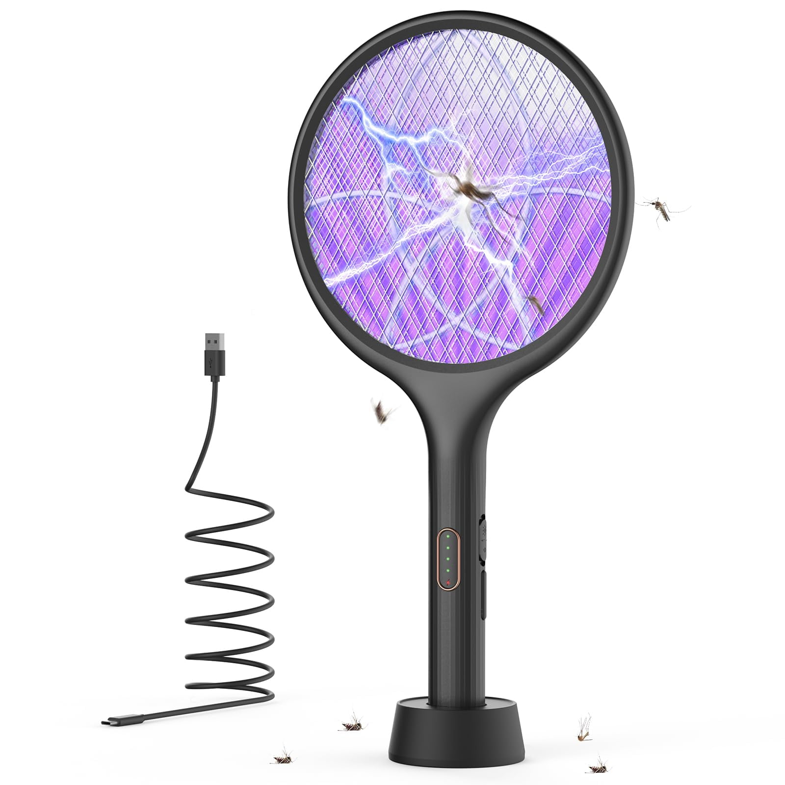 Raqueta Eléctrica Para Matar Insectos Yissvic, Color Negro, Paquete De 2
