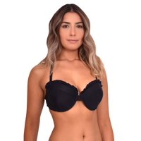 Samia - Bikini Sostén Strapless Con Vuelos Color Negro S
