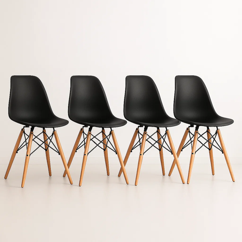 Klik Muebles - Pack De 4 Sillas Eames Negra