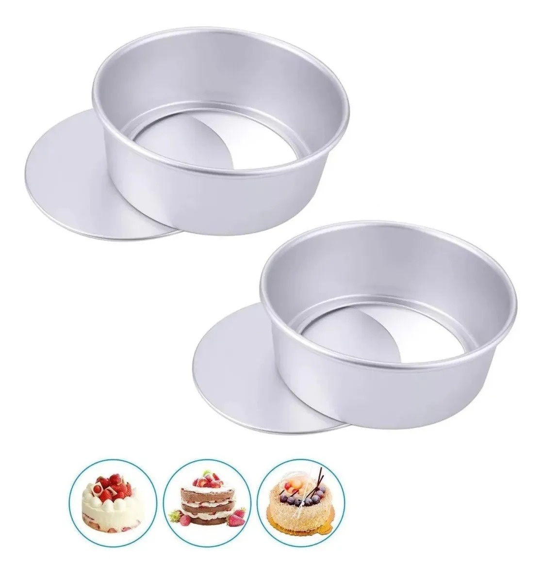 Genérica - 2Pcs Moldes De Aluminio Para Tortas - Φ 20Cm