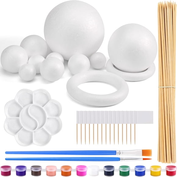 Kit del Sistema Solar Ourtroness - 48 piezas con bolas de espuma y pintura