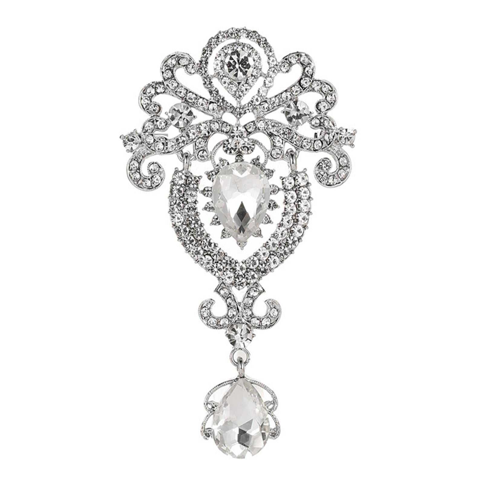 Magideal - Broche De Diamantes De Imitación, Broche De Boda Pin Vintage Moda Elegante Novia Joyería Vestido Accesorios Para Vestido De Fiesta, Mujer Madre De La