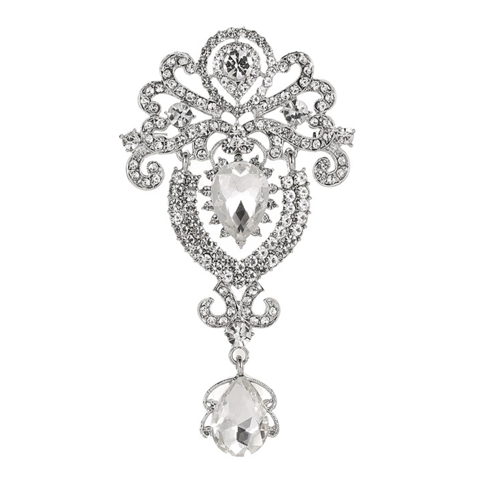 Magideal - Broche De Diamantes De Imitación, Broche De Boda Pin Vintage Moda Elegante Novia Joyería Vestido Accesorios Para Vestido De Fiesta, Mujer Madre De La