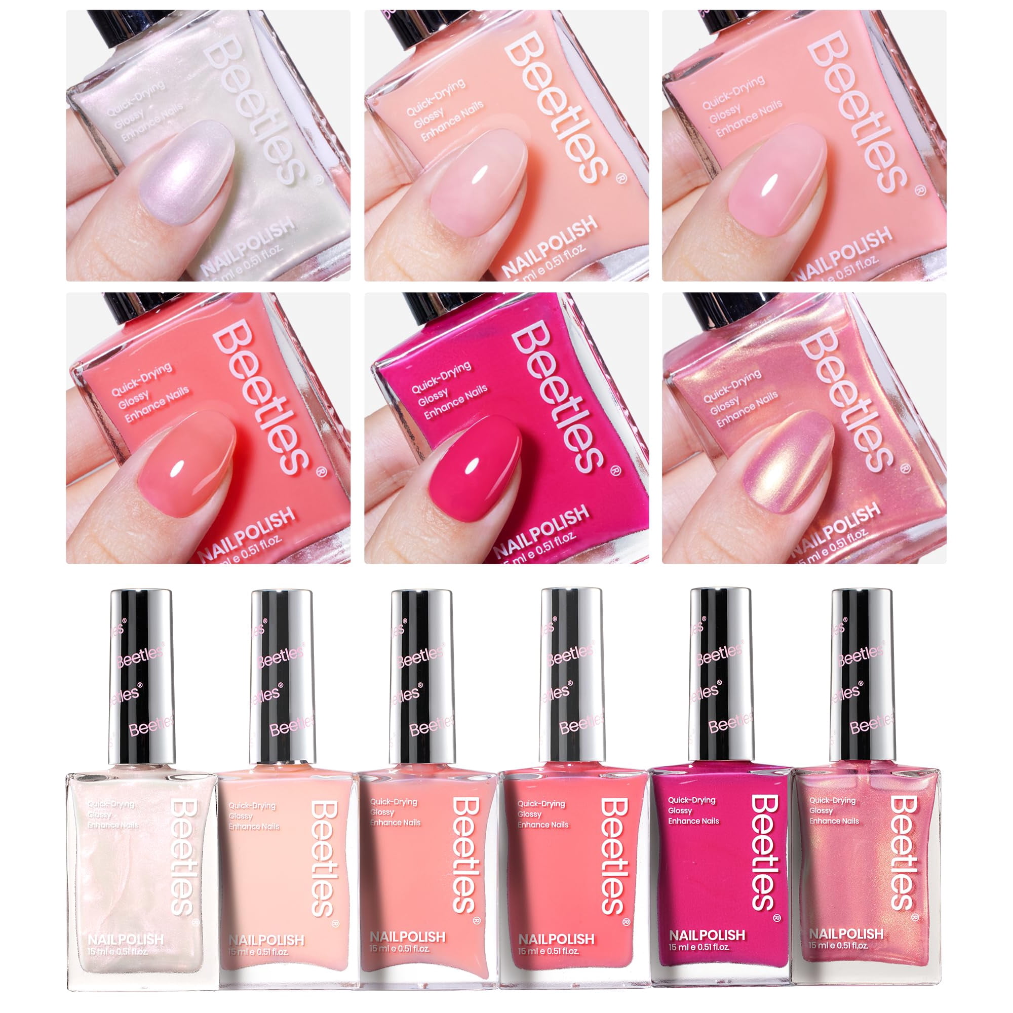 Beetles Gel Polish - Set De Esmaltes De Uñas Beetles Heartbeat, 6 Colores, 15 Ml, Para Mujer