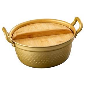 Magideal - Olla De Fideos Ramen Coreanos De Aleación De Aluminio Con Tapa De Bambú, Olla De 21 Cm, Olla De Cocina Ramen Para Picnic Camping Senderismo Al Aire
