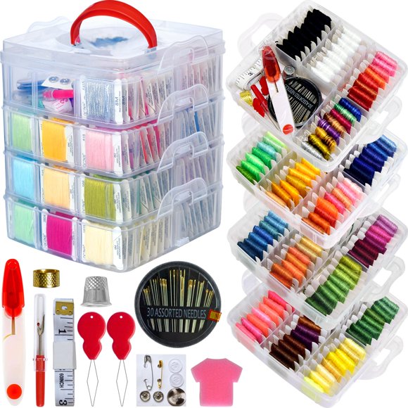 Juego de Hilos de Bordado QCZKB 176 Piezas con Kit de Herramientas