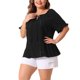 thumbnail image 4 of Agnes Orinda Blusas de Manga Corta con Volantes y Encaje de Verano para Mujer de Talla Grande con Flecos 2X Negro, 4 of 6
