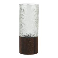 Magideal - Jarrón De Vidrio Con Base De Madera, Jarrón Minimalista, Jarrón Creativo, Jarrón De Flores Moderno Para Sala De Estar, Mesa, Comedor, Decoración Del Transparente