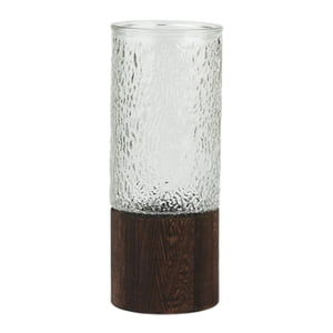 Magideal - Jarrón De Vidrio Con Base De Madera, Jarrón Minimalista, Jarrón Creativo, Jarrón De Flores Moderno Para Sala De Estar, Mesa, Comedor, Decoración Del Transparente