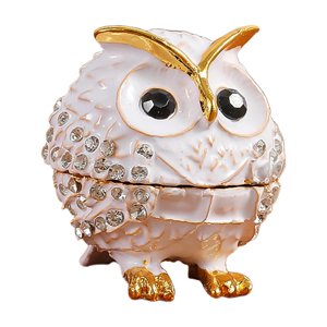 Ioensy - Joyero Con Forma De Búho, Adorno Animal, Para Pulseras, Collares Y Colgantes, Color Blanco